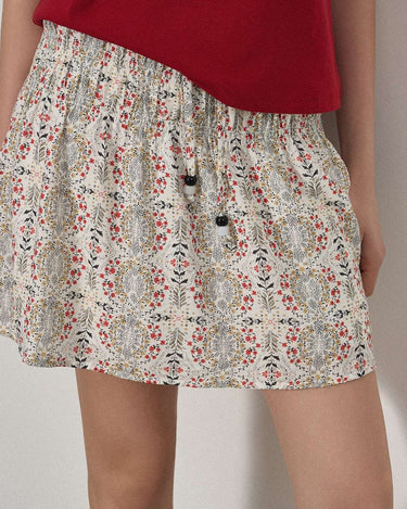 Vintage Floral Pleated Skirt for Spring and Summer