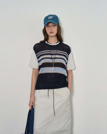 Patchwork Knit with Vintage Stripe Design