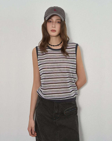 Retro-Inspired Striped Knit Vest for Spring and Summer