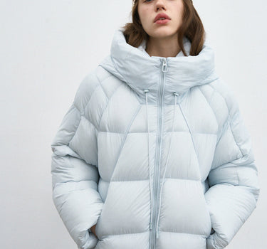 Drawstring Zipper Hooded Down Jacket for Women