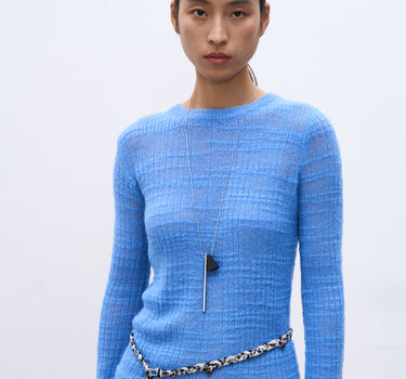 Women’s Blue Round Neck Pullover Knit Sweater