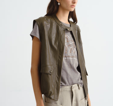 Retro PU Leather Biker Vest for Women