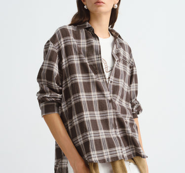 Women’s Cotton Checkered Long-Sleeve Shirt