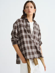 Women’s Cotton Checkered Long-Sleeve Shirt