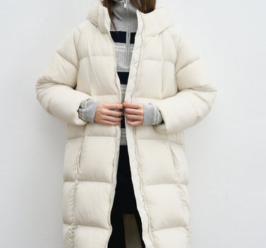 Lightweight Long Down Coat with Relaxed Fit