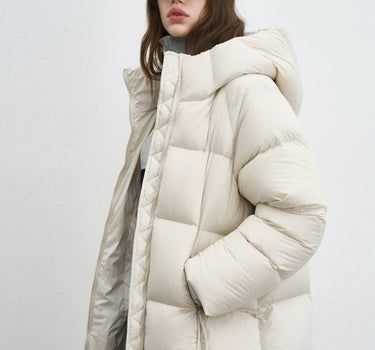 Lightweight Long Down Coat with Relaxed Fit