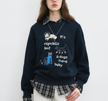 Cute Graphic Letter Crewneck Pullover for Women