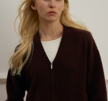 V-Neck Double-Zip Full Wool Sweater