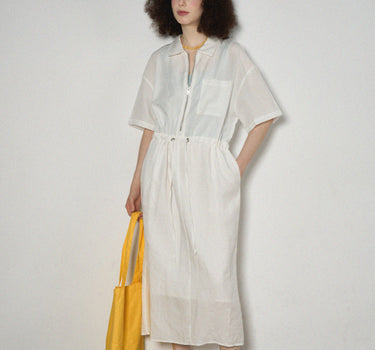 Drawstring Polo Neck Summer Dress for Women