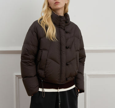 Chinese-Inspired Knob Button Down Coat