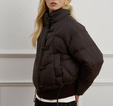 Chinese-Inspired Knob Button Down Coat