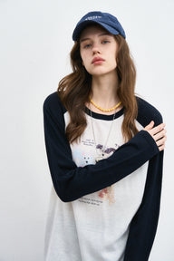Oversized Raglan Crewneck Sweatshirt for Women