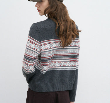 Timeless Vintage Knit Cardigan with Ethnic Design