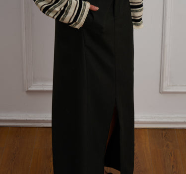 Wool Blend Curved Split Straight Half Skirt