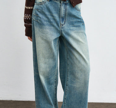 Classic Washed Blue Wide-Leg Jeans