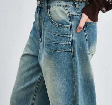 Classic Washed Blue Wide-Leg Jeans