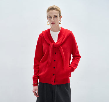 Soft Knit Hood-Scarf Cardigan