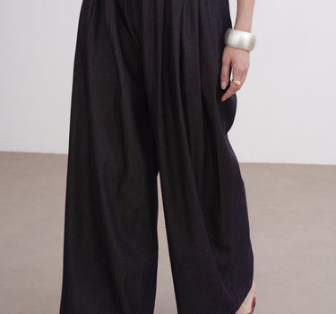 Denim-Style Wide-Leg Casual Pants