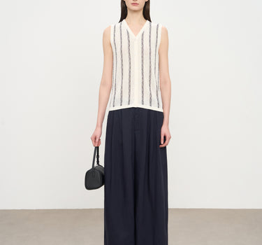 Vertical Stripe V-Neck Vest for Women