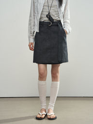 High-Waisted Tailored A-Line Skirt