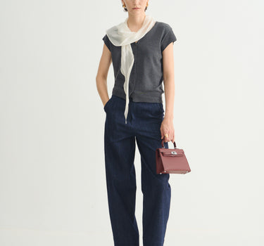 Women’s Cropped Ribbon Trim Cardigan Sweater