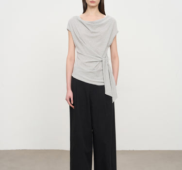 Off-Shoulder Striped Short-Sleeve Blouse