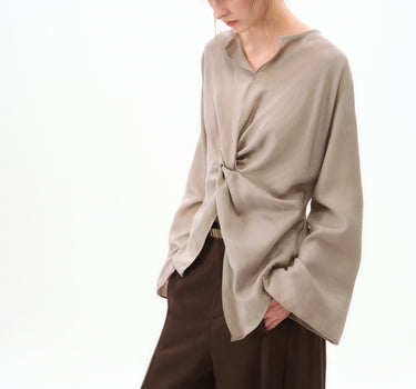 Twisted Knot Cotton Lyocell Blouse