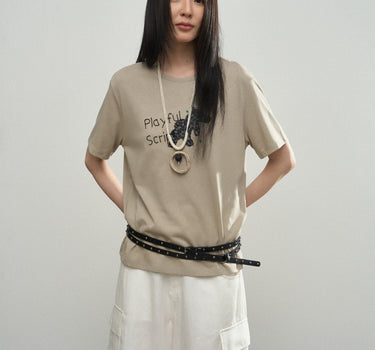 Leopard-Print Puppy Letter T-Shirt