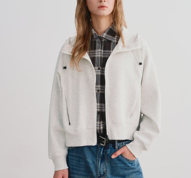Cropped Hooded Sweatshirt Cardigan
