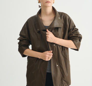 Women’s Cropped Trench Coat with Stand Collar