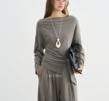 Off-the-Shoulder Long Sleeve Two Piece Set