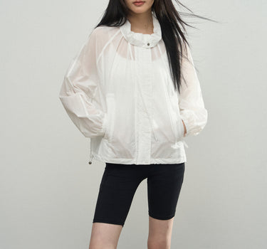 Semi-Sheer Relaxed Fit Drawstring Jacket