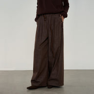High-Waist Pleated Denim Straight-Leg Pants