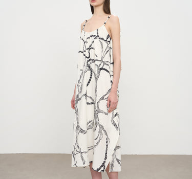 Floral Spaghetti-Strap Tencel-Linen Dress