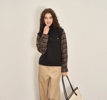 Retro Wool Blend Patchwork Sweater for Fall