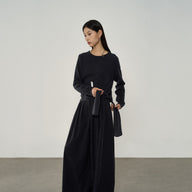 Minimalist Wool Tie-Waist Long Sleeve Sweater