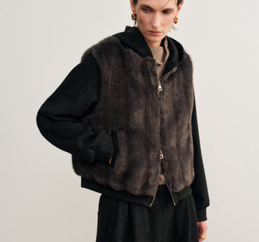 Faux Fur Hooded Jacket and Pants Set
