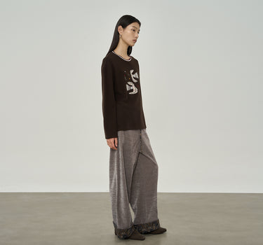 Artistic Long-Sleeve Embroidered Tee