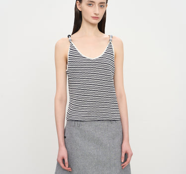 Slim-Fit Tencel-Linen Striped V-Neck Tank Top