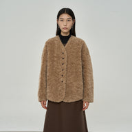 Fleece Lined Sheep Wool Coat for Cold Weather