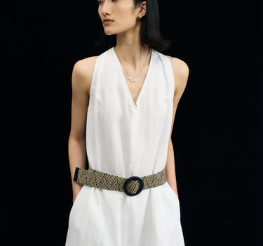 Linen Fringe Embroidered Boho Dress