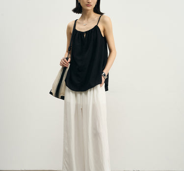 High-Waisted Wide-Leg Lyocell Pants
