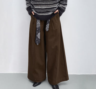 Vintage Silk Scarf Belted Wide-Leg Pants for Effortless Style
