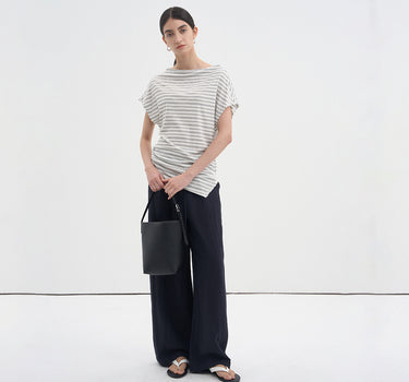 Striped Off-Shoulder Short Sleeve Top