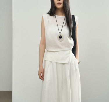 Minimalist Sleeveless Top and A-Line Skirt Set
