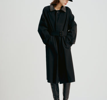 Long H-Line Contrast Trench Coat