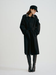 Long H-Line Contrast Trench Coat