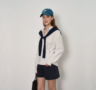 Effortless Faux Two-Piece Striped Shirt