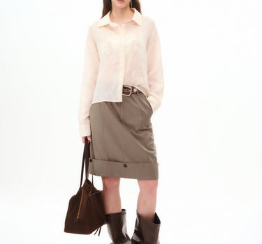 Women’s High-Waisted Button-Front A-Line Mini Skirt