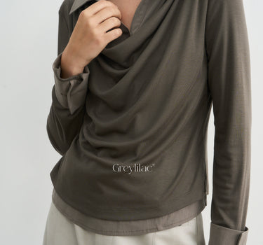 POLO Faux Two-Piece Patchwork Top